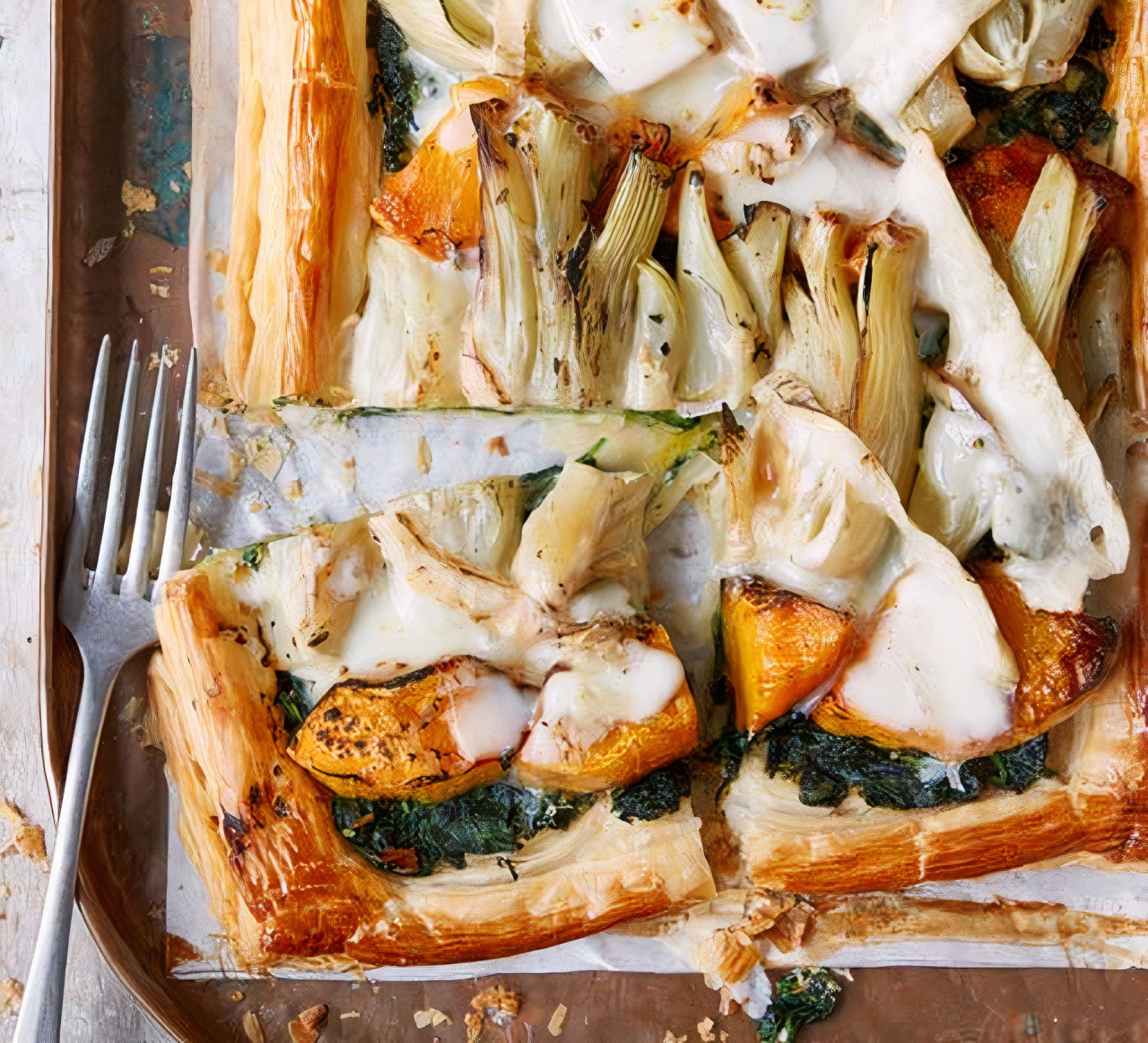 Galette z dynią, koprem włoskim i Taleggio