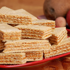 Wafle z masą krówkową