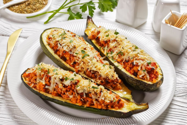 Cukinia faszerowana mięsem mielonym – podanie