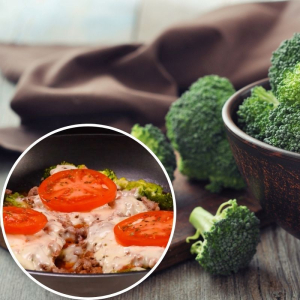 mięso mielone smażone na brokułach