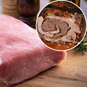 schab nadziewany białą kiełbasą