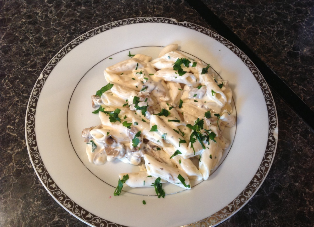 makaron z serkiem topionym  ;)