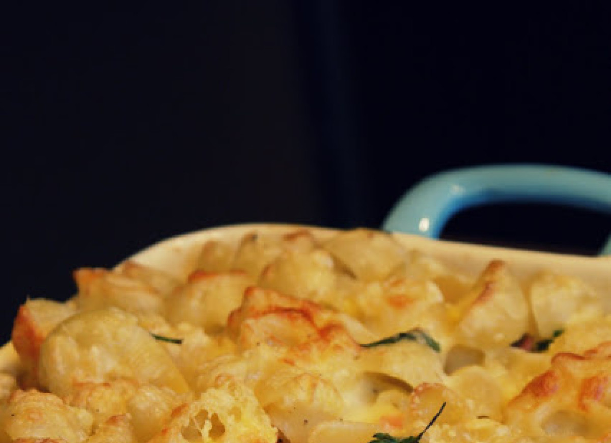 Makaron zapiekany z łososiem