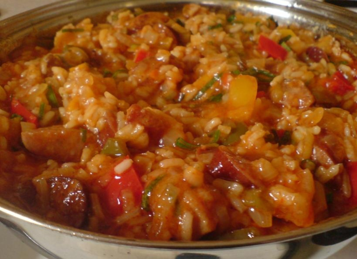 Risotto z kiełbasą.