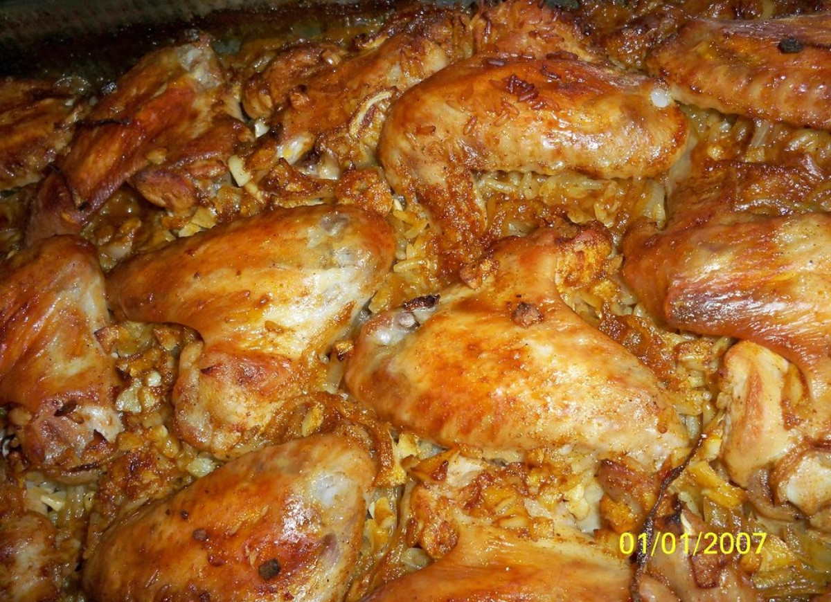 zapiekanka ryżowa ze skrzydełkami