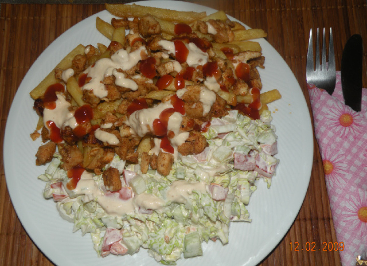 Gyros z frytkiami i sałatką