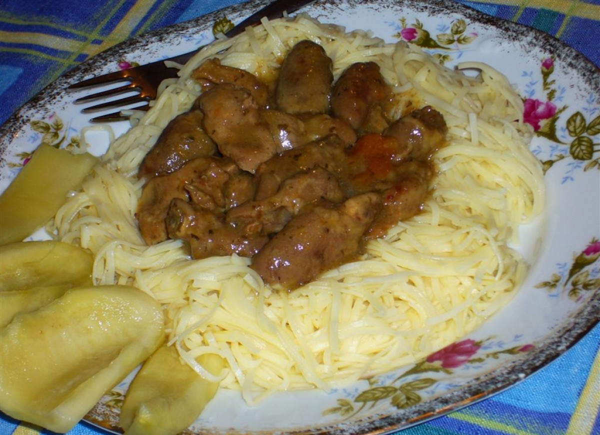 Duszone podroby drobiowe