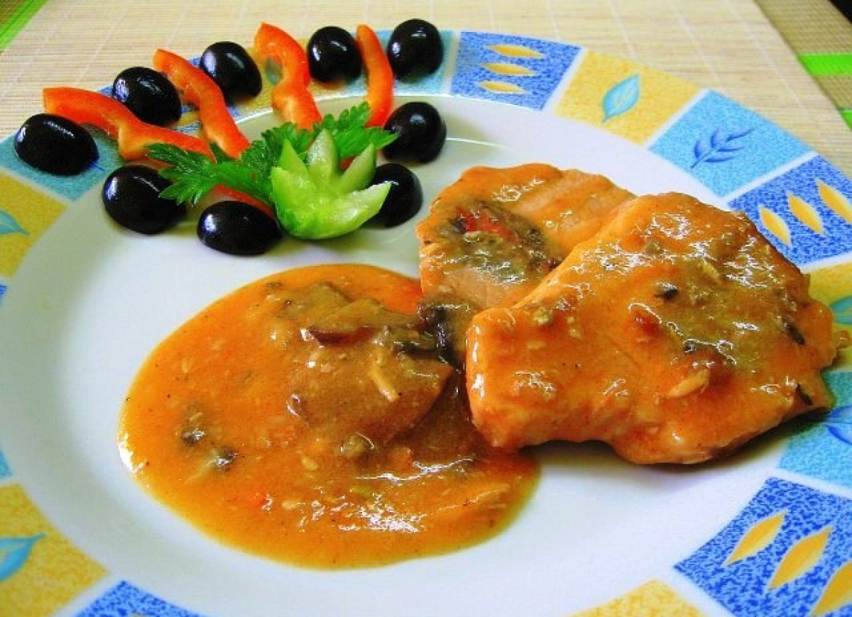 Schab nadziewany borowikami wg Yvonne