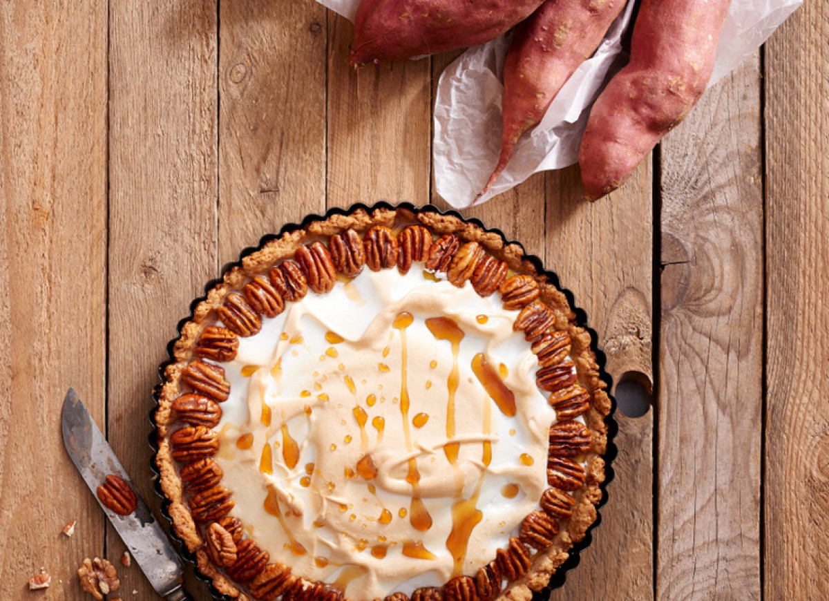 Tarta ze słodkich ziemniaków z pekanami