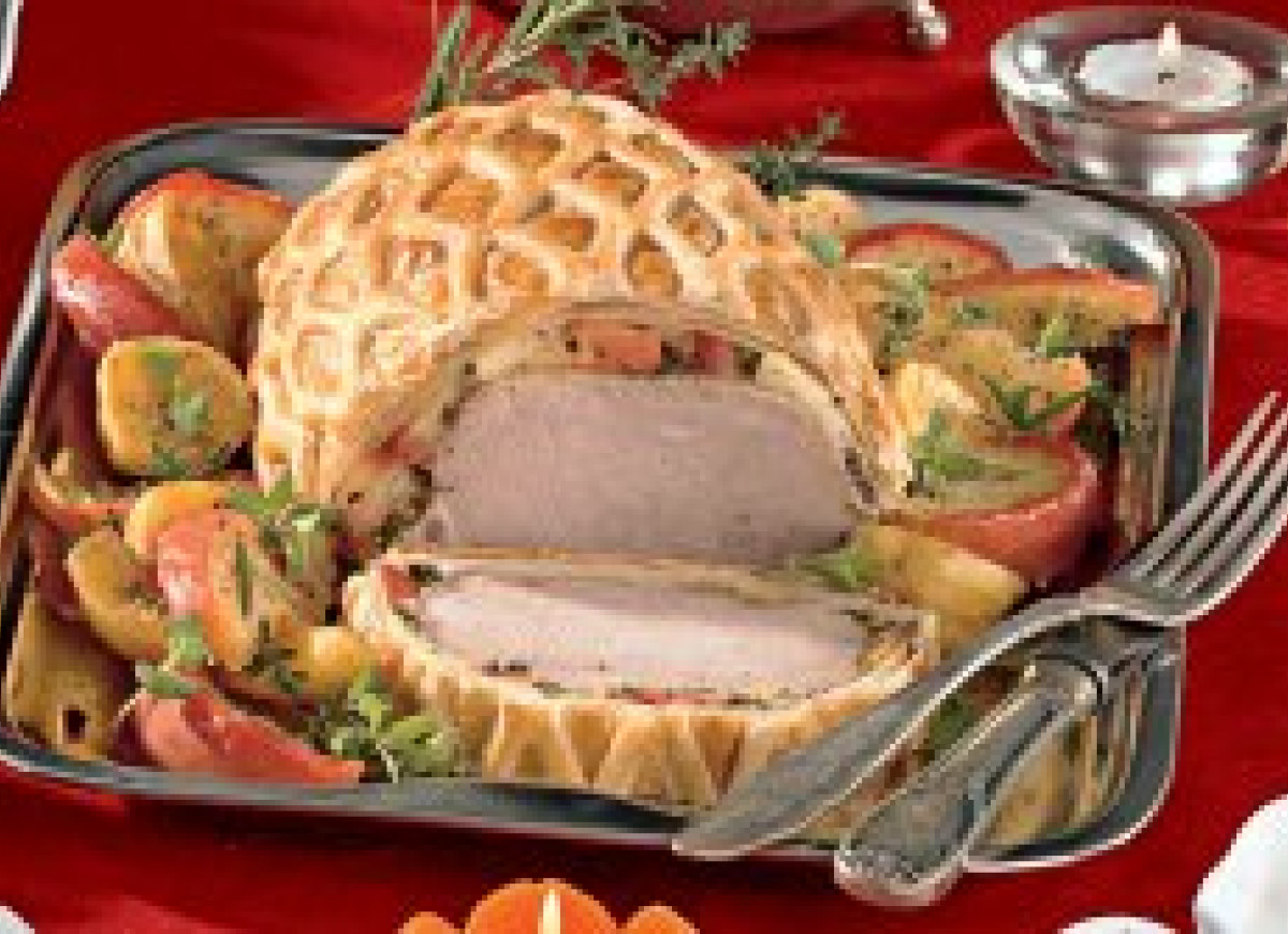 Schab w cieście francuskim z jabłkami