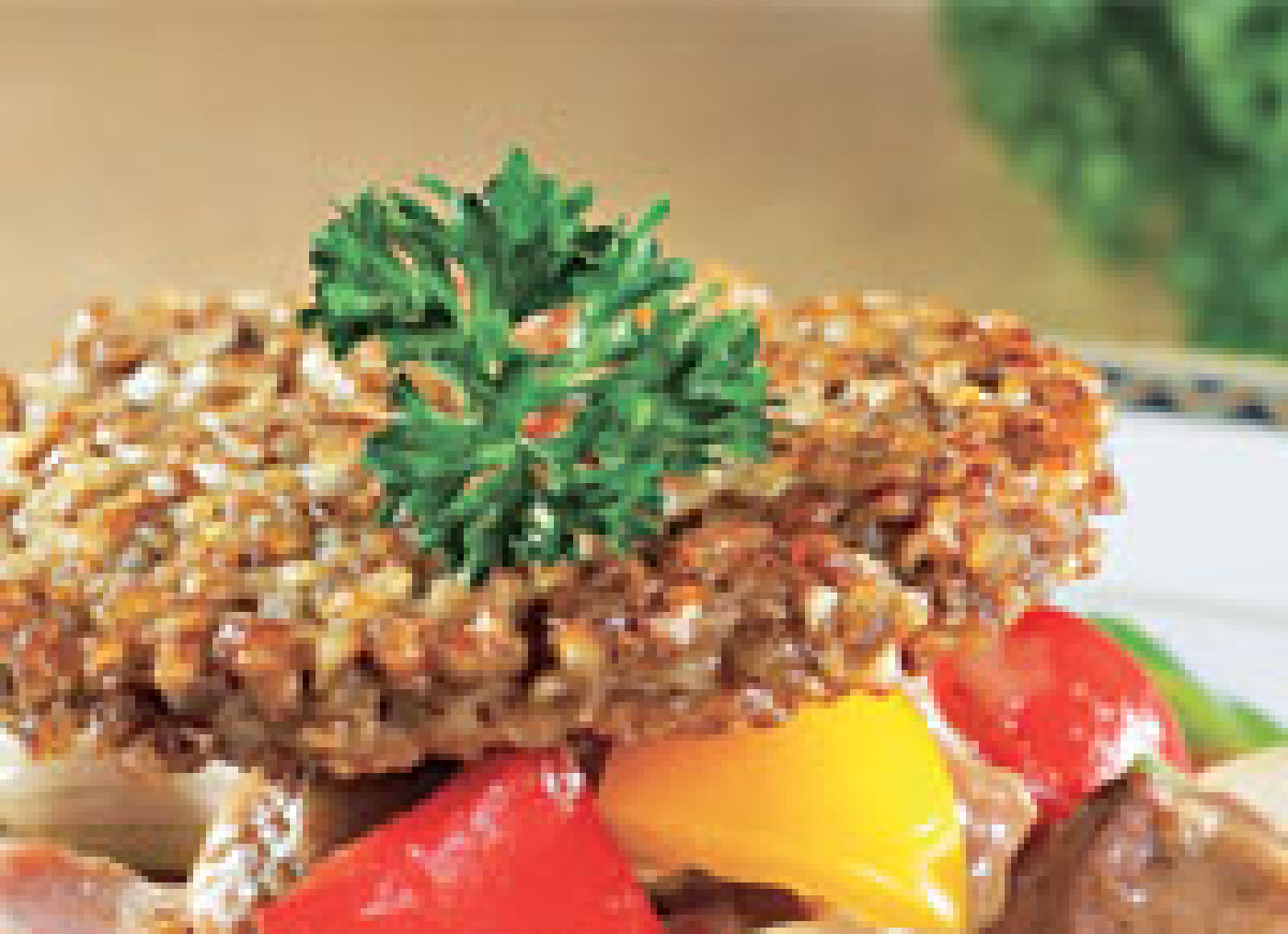 Gulasz z plackami z kaszy gryczanej