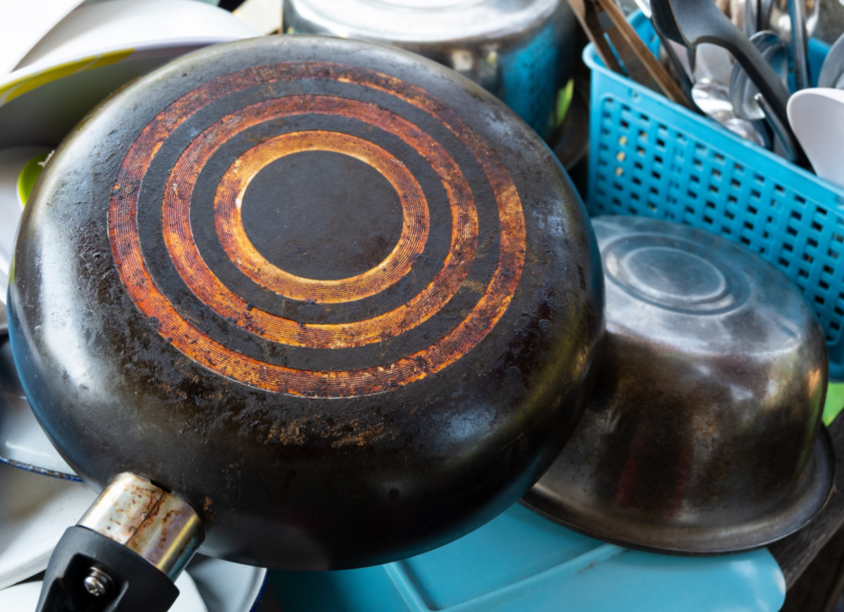 przypalone dno patelni
