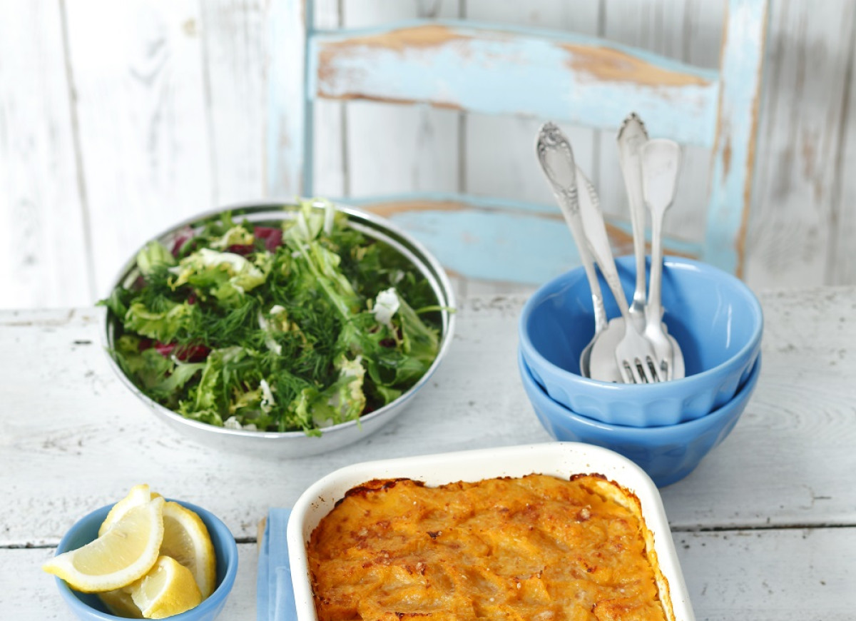 Zapiekanka z dorsza, ziemniaków i curry