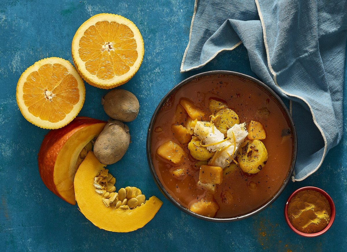 Zupa z dynią, dorszem i ziemniakami