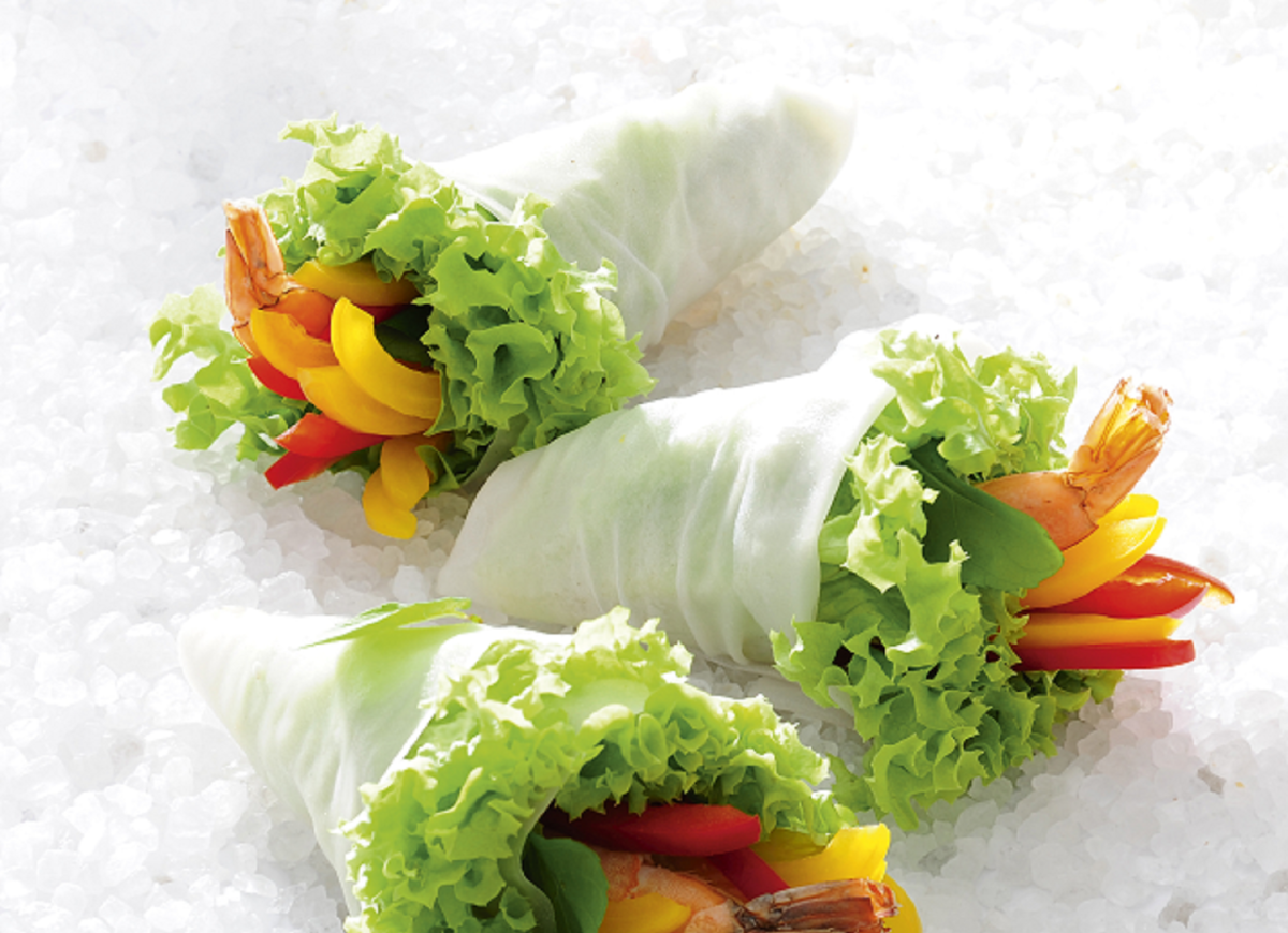 Krewetki owinęte papierem ryżowym