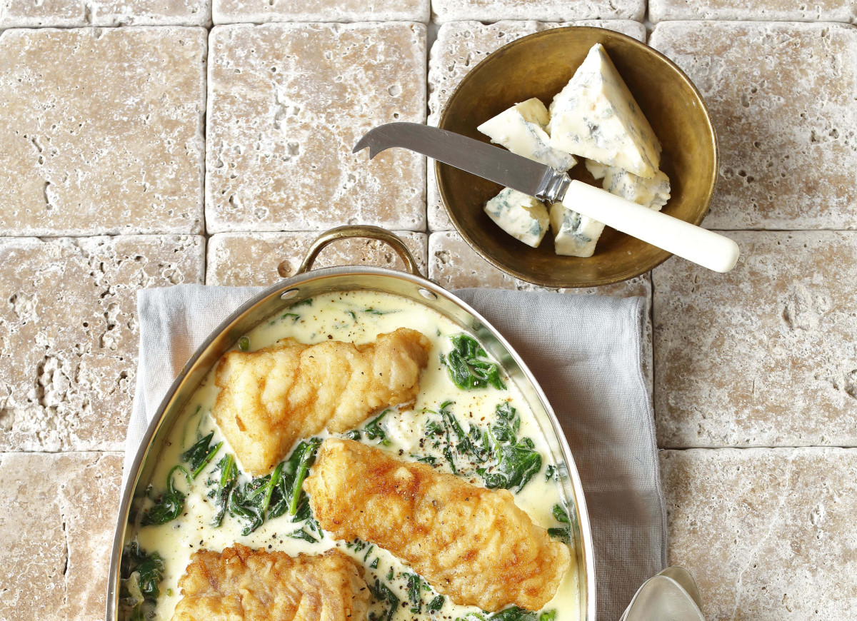 Ryba ze szpinakiem w sosie serowym