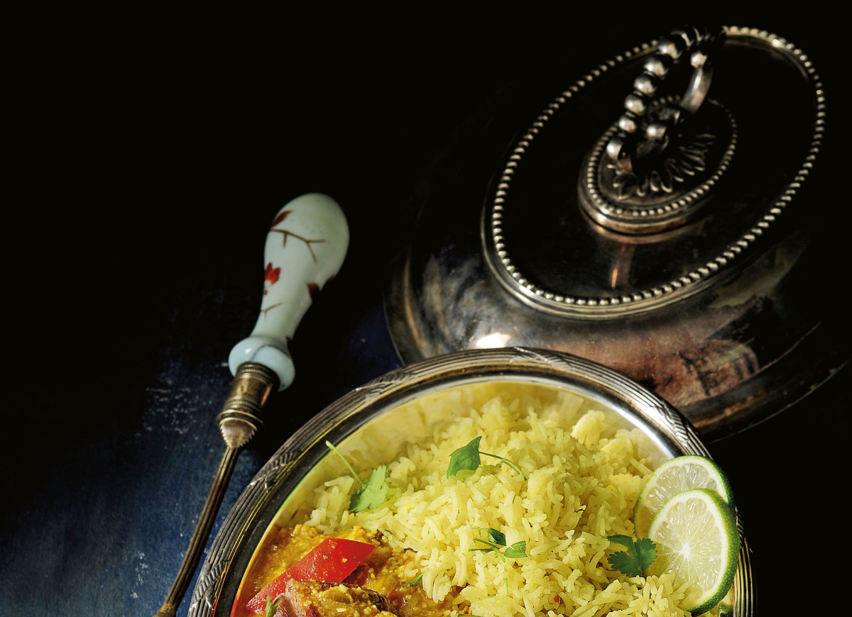 Curry z kaczką i szafranowym ryżem