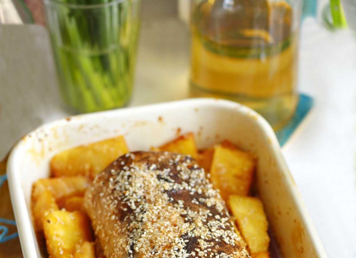 Schab z glazurowanym ananasem