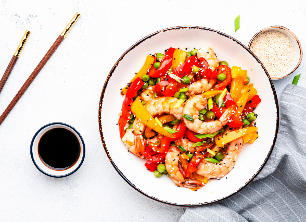 Krewetki z warzywami