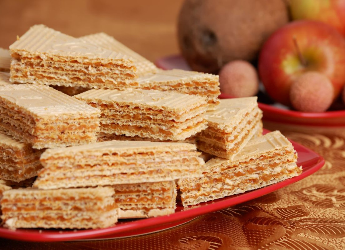 Wafle z masą krówkową