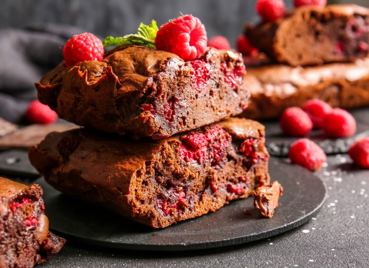 Brownie z malinami