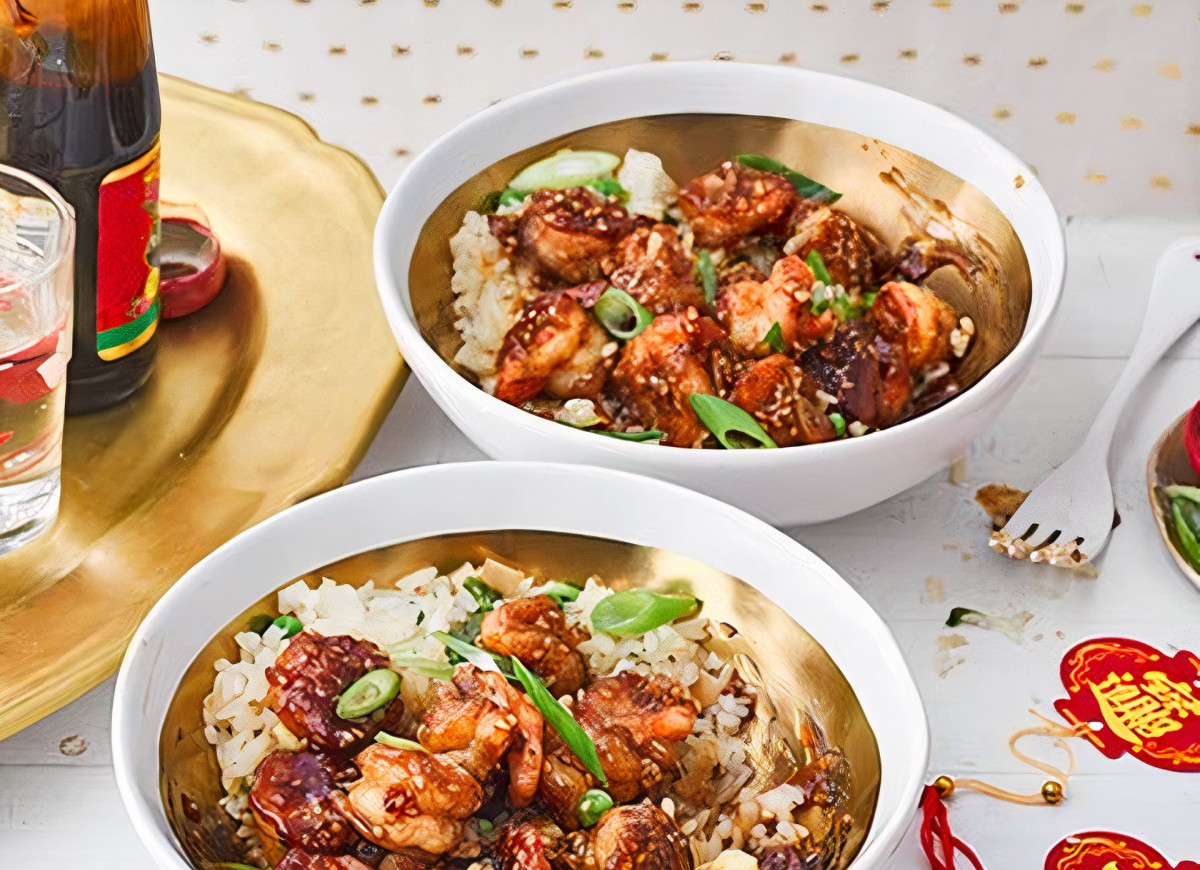 Krewetki w sosie miodowo-pomarańczowym