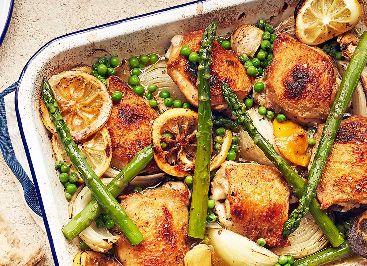 Kurczak pieczony ze szparagami