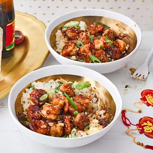 Krewetki w sosie miodowo-pomarańczowym