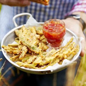 szparagi smażone w cieście z cukinią