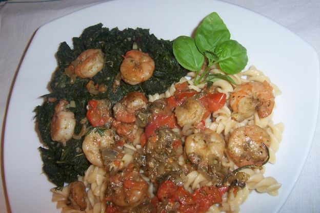 Przepis: Szpinakowe krewetki