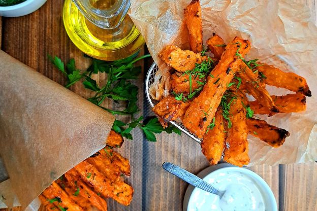 frytki z batatów - podanie