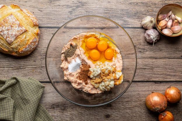 pasztet z mięsa z rosołu - mieszanie masy