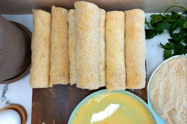 krokiety ruskie - panierowanie