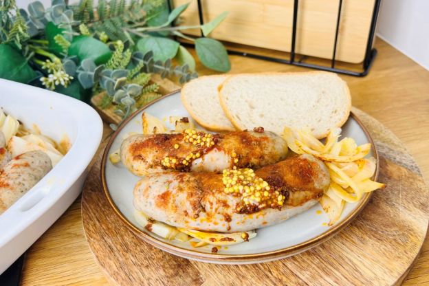 biała kiełbasa pieczona - podanie