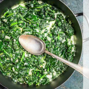 Szpinak z czosnkiem i śmietaną