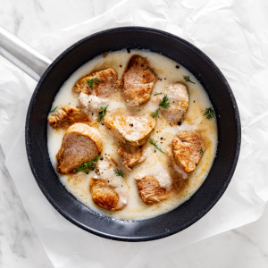 Polędwiczki w sosie chrzanowym