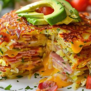 Placki ziemniaczane z serem i szynką