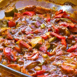 pieczone ratatouille z kiełbasą