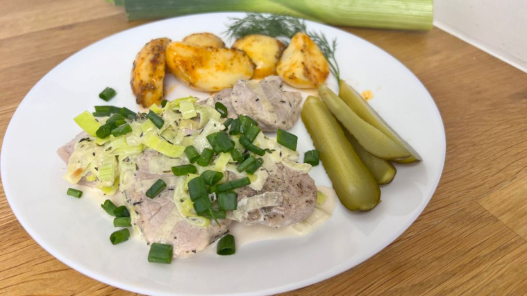 polędwiczki w sosie porowym