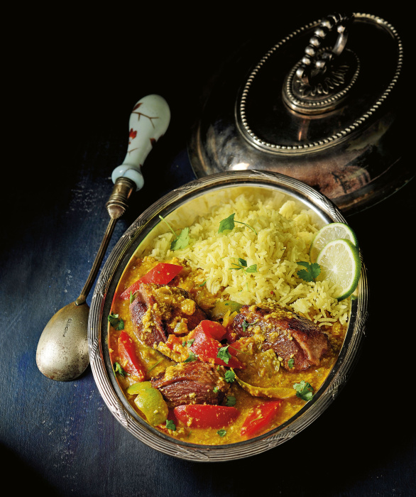 Curry z kaczką i szafranowym ryżem