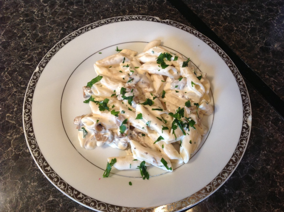 makaron z serkiem topionym  ;)