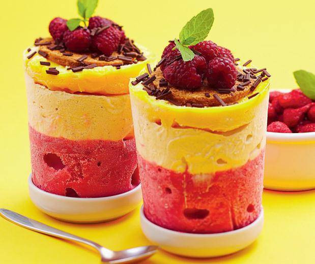 Mrożone delicje z malinami