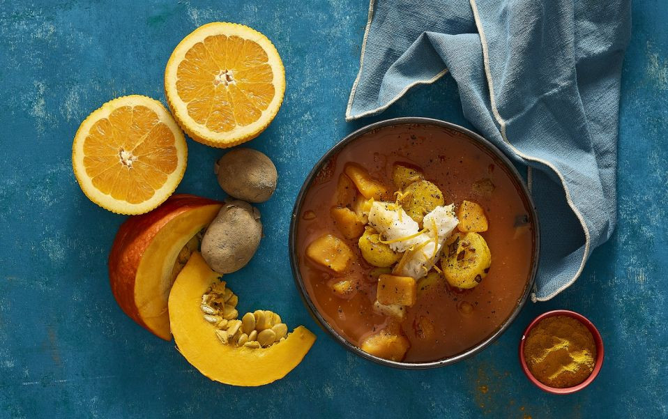 Zupa z dyni z dorszem