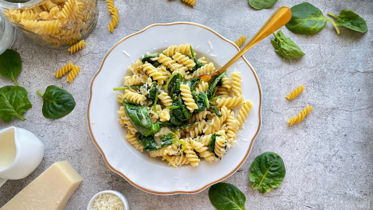 makaron ze szpinakiem